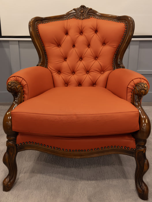 Vintage Red-Orange Leather Armchair